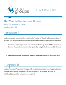 The Word on Marriage and Divorce