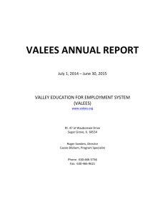 VALEES ANNUAL REPORT