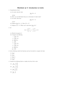 Worksheet # 4: Introduction to Limits