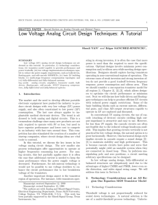Low Voltage Analog Circuit Design Techniques: A Tutorial