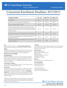 Concurrent Enrollment Deadlines 2012/2013