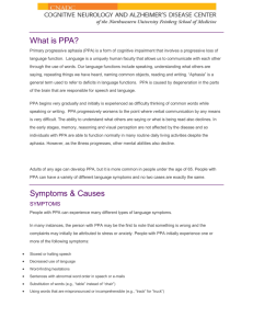 What is PPA? - Cognitive Neurology and Alzheimer's Disease Center