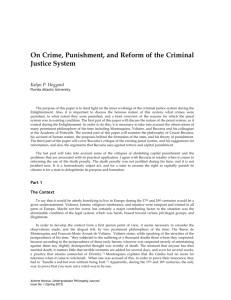 On Crime, Punishment, and Reform of the Criminal Justice System