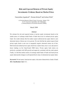 Risk and Expected Returns of Private Equity Investments: Evidence