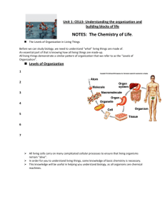 NOTES: The Chemistry of Life.