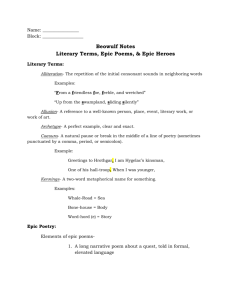 Literary Terms & Epics Notes
