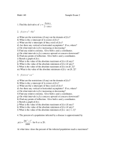 Math 140 Sample Exam 2 1. Find the derivative of y = 4 cosx 2"cosx