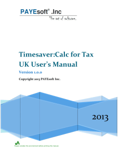 Timesaver:Calc for Tax UK User's Manual