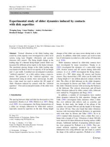 Experimental study of slider dynamics induced by contacts with disk