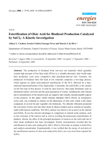Esterification of Oleic Acid for Biodiesel Production