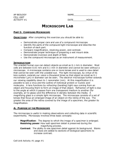 MICROSCOPE LAB - Serrano High School Advanced Biology