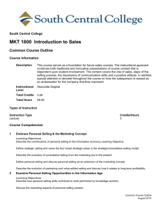 MKT 1800 Introduction to Sales - South Central College eCatalog