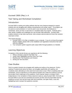 Kurzweil 3000 (Mac) v.4 Test Taking and Worksheet - SET-BC