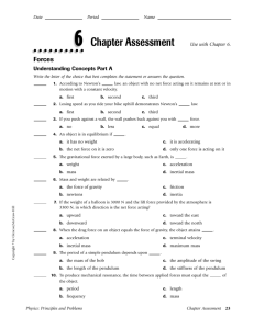 Chapter Assessment Use with Chapter 6.