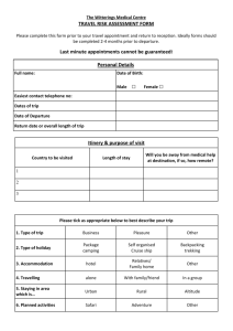 TRAVEL RISK ASSESSMENT FORM Last minute appointments