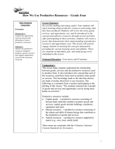 How We Use Productive Resources – Grade Four - ODE IMS