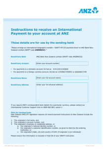 Instructions to receive an International Payment to your account at ANZ