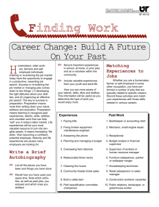 Finding Work - Career Change: Build a Future on Your Past