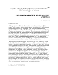 preliminary injunctive relief in patent litigation