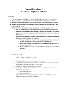 General Chemistry II Exam 3 – Chapter 14 Practice