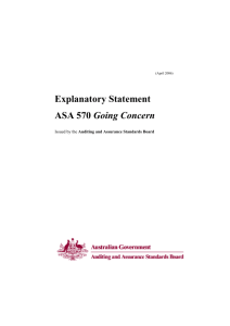 Explanatory Statement ASA 570 Going Concern