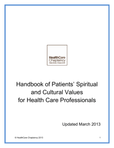 Handbook of Patients' Spiritual and Cultural Values for Health Care