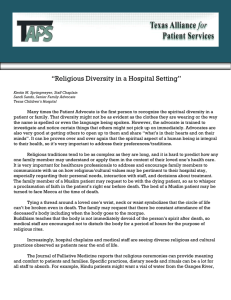 Religious Diversity in a Hospital Setting by Kirstin M. Springmeyer