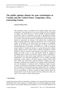 The public opinion climate for gene technologies in Canada and the