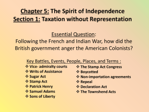 Chapter 5: The Spirit of Independence Section 1: Taxation without