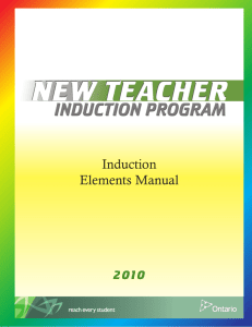 New Teacher Induction Program: Induction Elements Manual