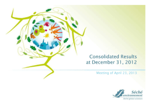 Consolidated Results at December 31, 2012