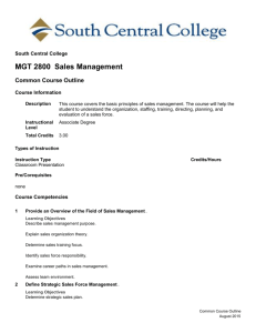 MGT 2800 Sales Management - South Central College eCatalog