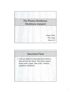 The Plasma Membrane: Membrane transport Interstitial Fluid
