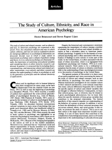 The Study of Culture, Ethnicity, and Race in American Psychology