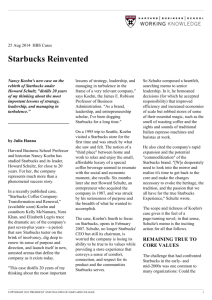 Starbucks Reinvented — HBS Working Knowledge