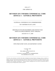 revision of uniform commercial code article 1