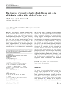 The structure of stereotyped calls reflects kinship and social