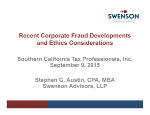 Recent Corporate Fraud Developments and Ethics