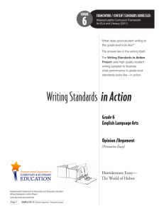 Writing Standards in Action - Massachusetts Department of Education