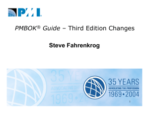 PMBOK Guide – Third Edition Changes