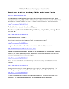 Foods and Nutrition, Culinary Skills, and Career Foods