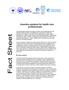 Incentive systems for health care professionals