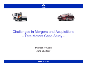 Challenges in Mergers and Acquisitions - Tata Motors Case Study -