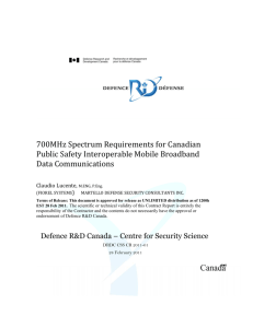 700MHz Spectrum Requirements for Canadian Public Safety