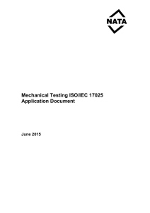 Mechanical Testing ISO/IEC 17025 Application Document