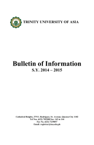 Bulletin of Information - Trinity University of Asia