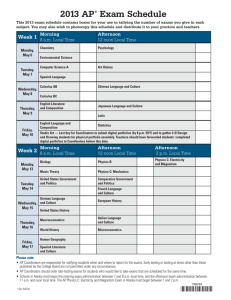 2013 AP® Exam Schedule