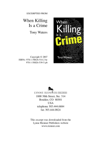 When Killing Is a Crime - Lynne Rienner Publishers