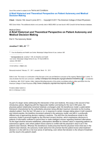 A Brief Historical and Theoretical Perspective on Patient Autonomy