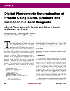 Digital Photometric Determination of Protein Using Biuret, Bradford